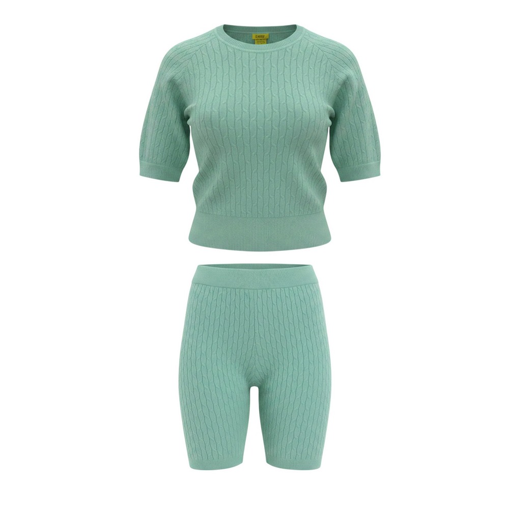 Daisy Knit Set Womens Medium Sea Foam New Cable Knit Sweater Shorts DS668